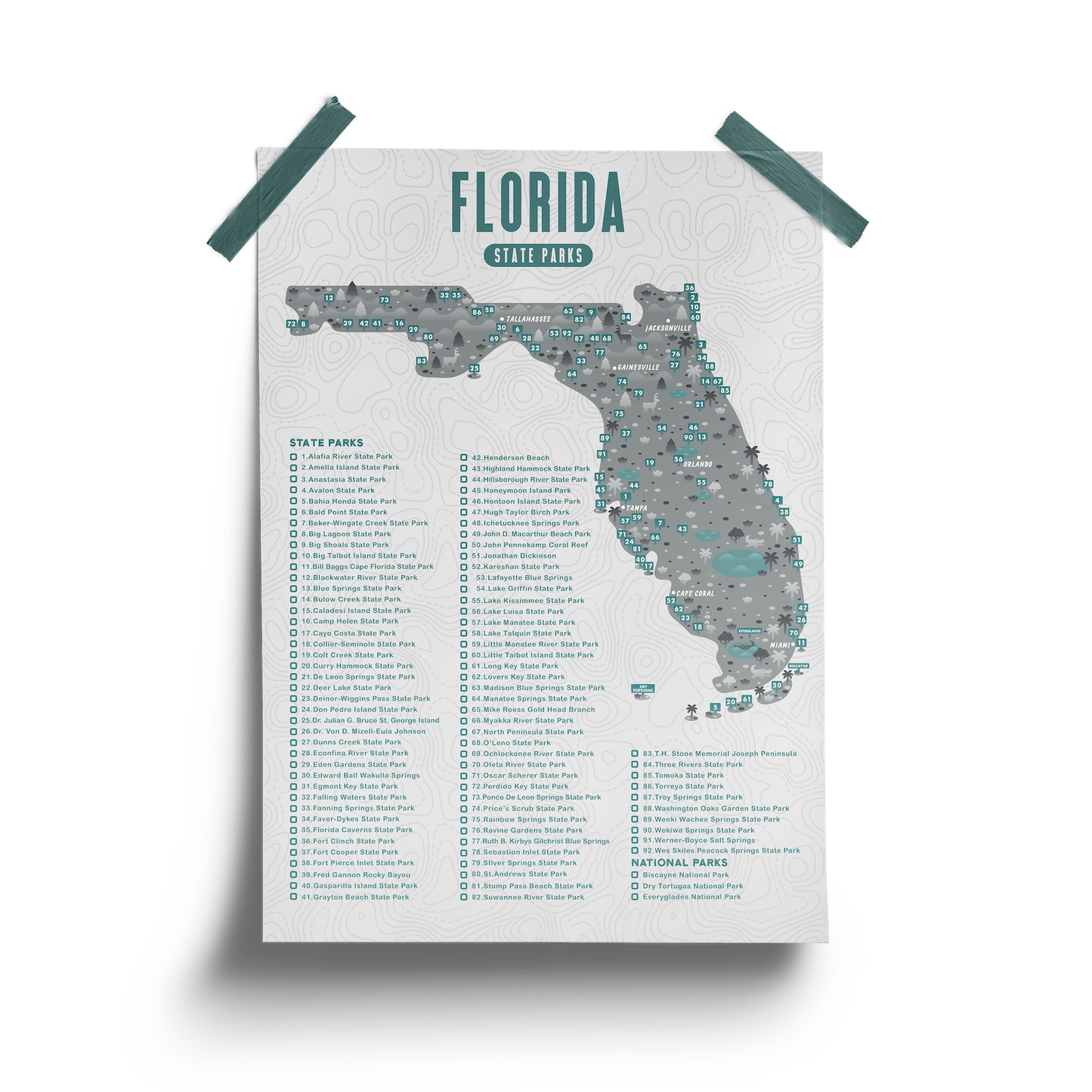 Florida State Park Map - Checklist