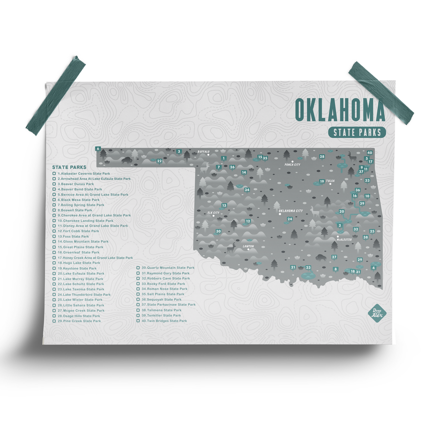 Oklahoma State Park Map - Checklist