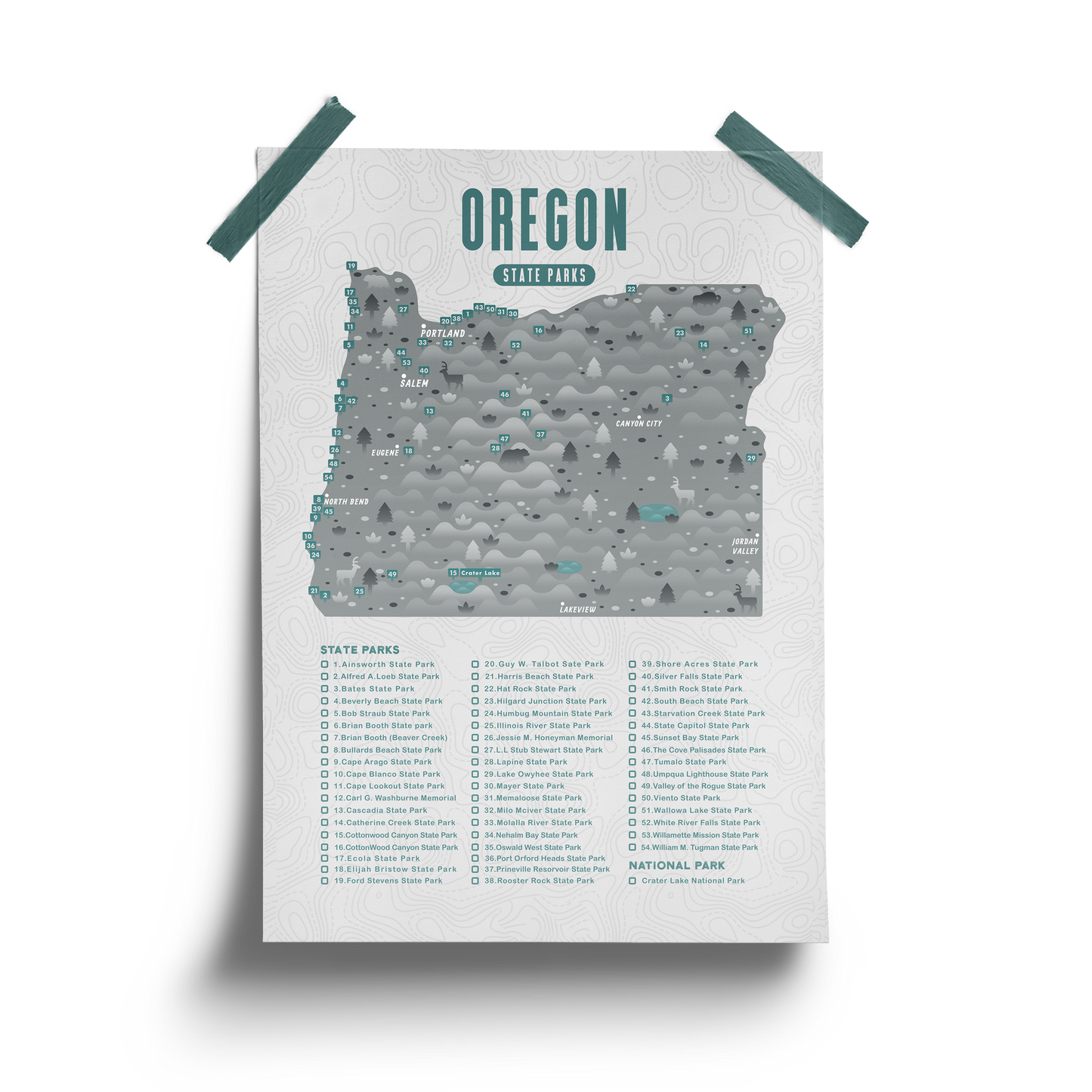 Oregon State Park Map - Checklist