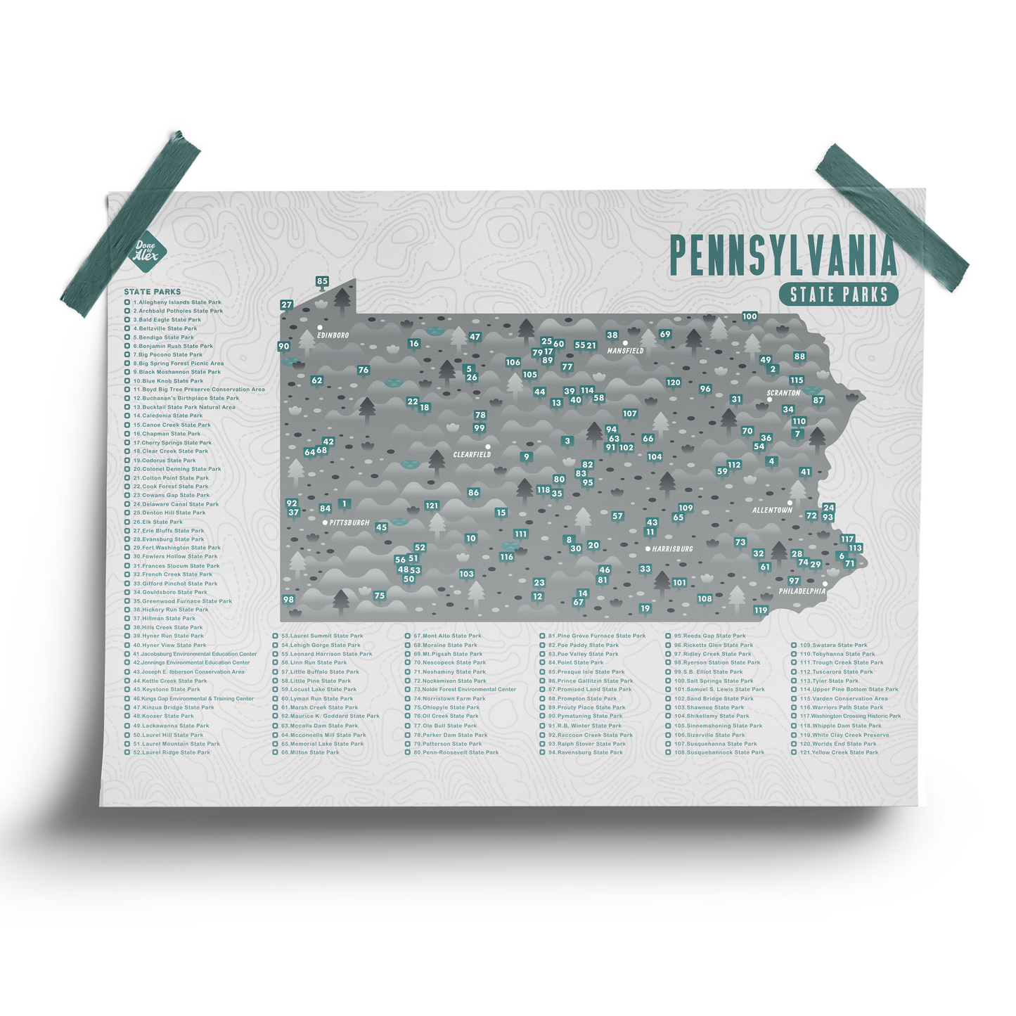 Pennsylvania State Park Map - Checklist