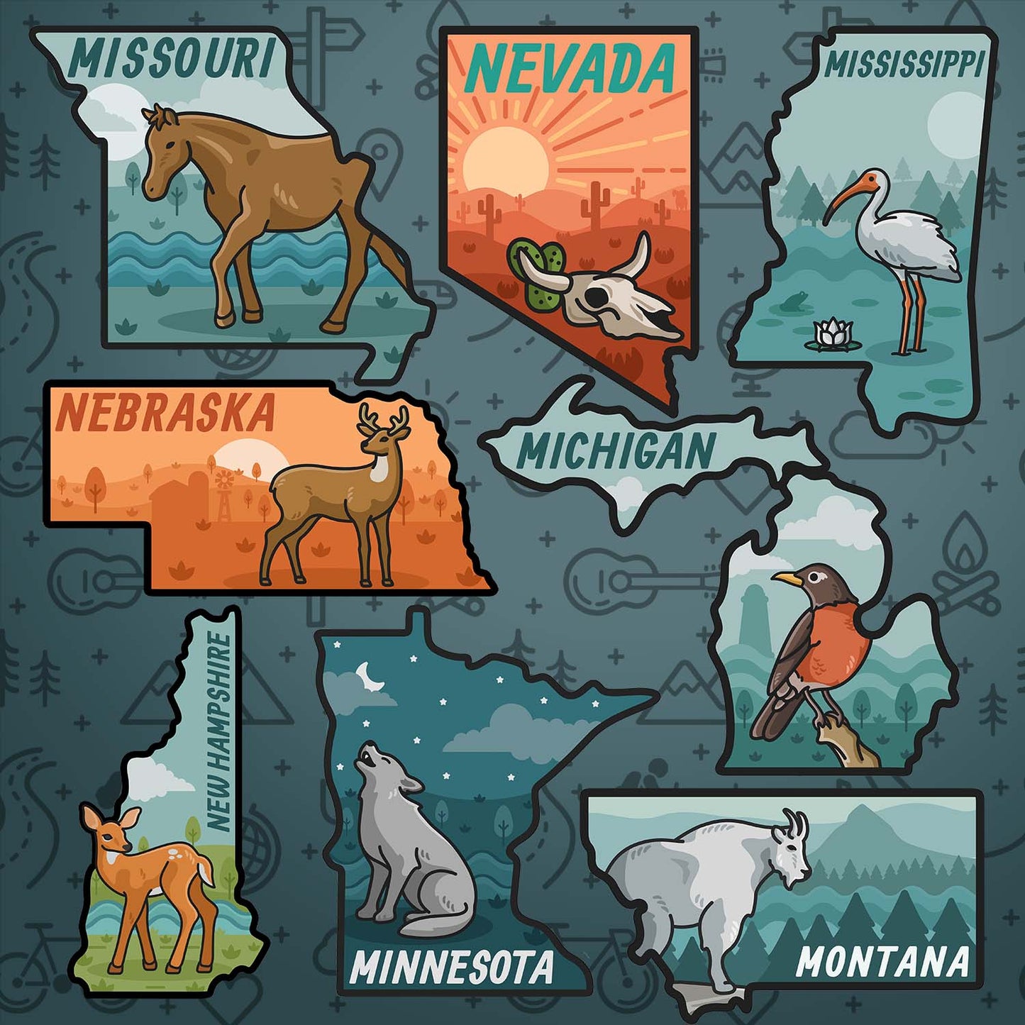 USA State Sticker Pack