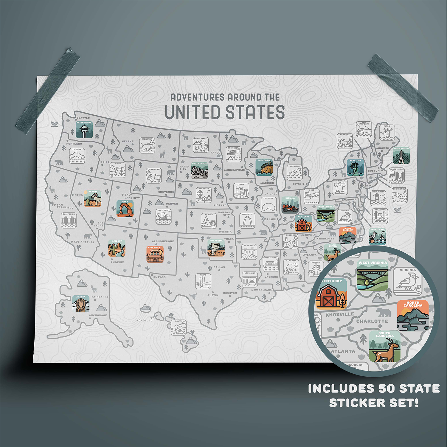 USA Travel Map - Sticker Map