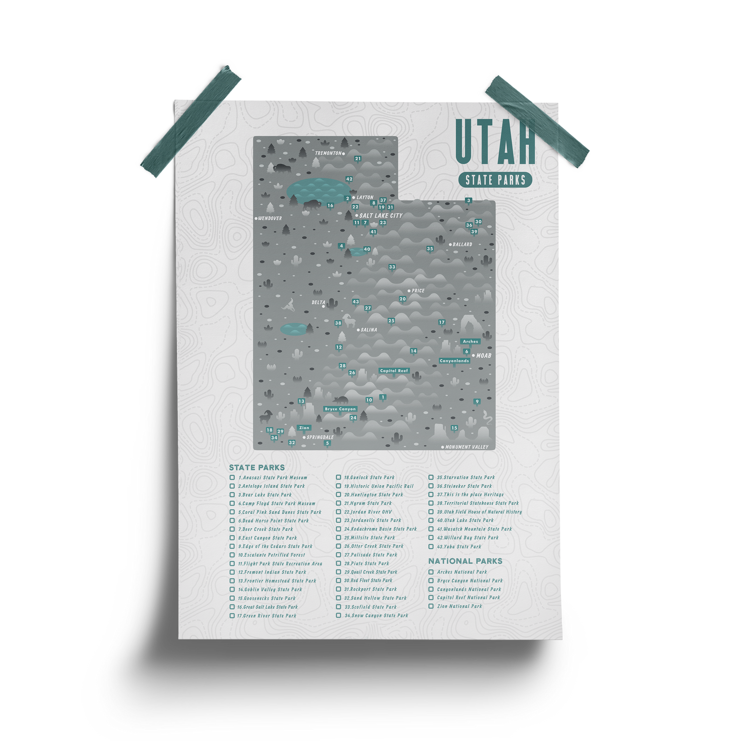 Utah State Park Map - Checklist